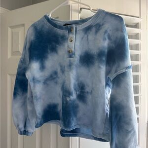 Anthropologie Blue and White Tie-Dye Sweatshirt